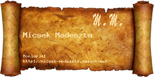 Micsek Modeszta névjegykártya